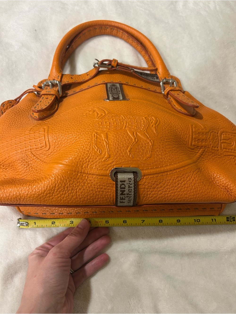 FENDI Orange Selleria Leather Villa Borghese Tote Handbag - Picture 11 of 16